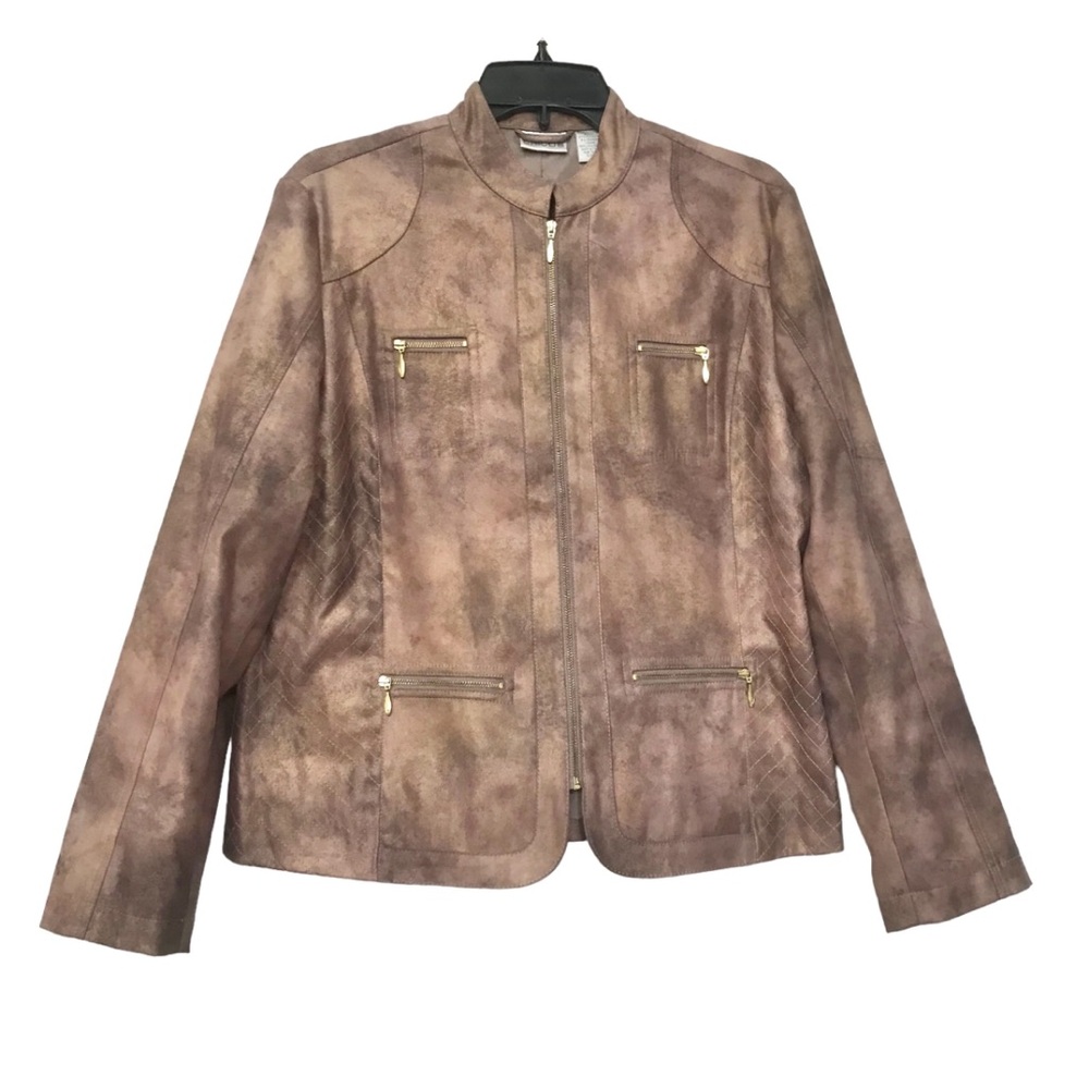 Chico's size 1 Gold Brown Moto Jacket M 8